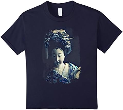 unisex-child Vintage Kimono Japanese Geisha T Shirt 12 Navy