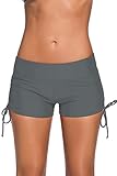 Aleumdr Women's Boardshort Bottom Boy Shorts Swimming Panty Small Grey(FBA)