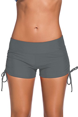 Aleumdr Women's Boardshort Bottom Boy Shorts Swimming Panty Small Grey(FBA)