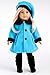 Parisian Stroll - 4 Piece Outfit - Blue Fleece Coat with Matching Beret, Black Leggings and Boots - Clothes Fits 18 Inch Doll (Doll Not Included)