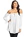 Anna-Kaci Womens Semi Sheer Boho Peasant Long Sleeve Off the Shoulder Top, White, X-Large