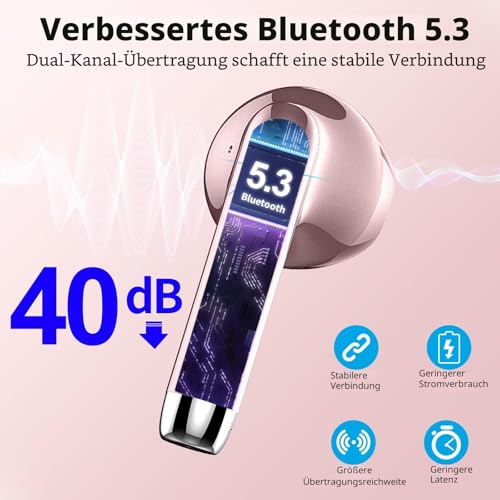 Drsaec Bluetooth Headphones, In-Ear Headphones, Wireless Bluetooth 5.3 Headphones with 4 Mics, ENC Noise Cancelling Wireless Earbuds, 48H Deep Bass, IP7 Waterproof Earphones, LED Display