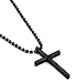FIBO STEEL Stainless Steel Black Cross Pendant Necklace for Men Women, 24 inches