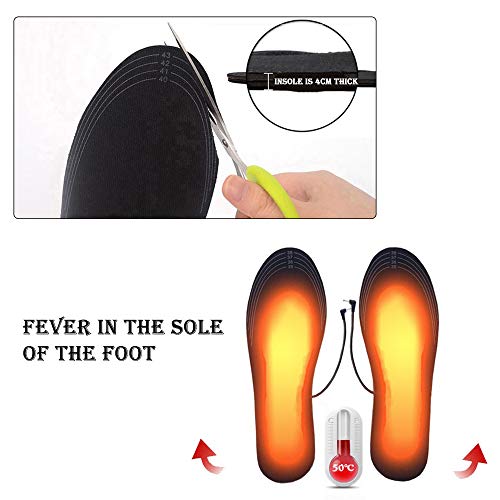 Heated Boot Insoles Velvet Surface Heated Insoles Battery Rechargeable Electric Heating Feet Warmer for Winter Skiing Walking Batteries Boot (B-for man)