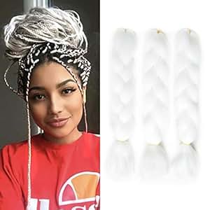 Jumbo Braiding Hair White Pure Color Kanekalon Amazon Com