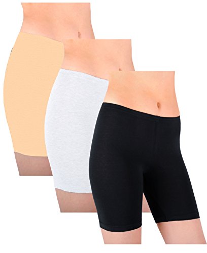 UPC 729487248001, Sexy Basics Womens 3 Pack Sheer &amp; Sexy Cotton Spandex Boyshort Yoga Bike Shorts (Medium -6, Black /White /Kahki)