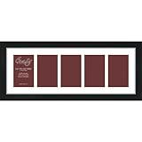Craig Frames 1WB3BK 8 by 22-Inch Black Picture Frame, Single White Collage Mat with 5 - 4 by 6-Inch Openings
