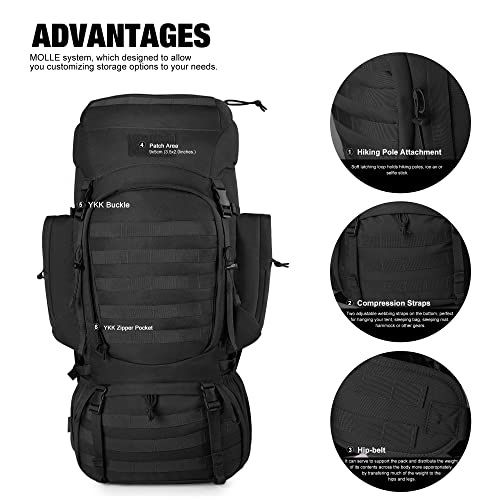 Mardingtop 60L Molle Hiking Internal Frame Backpacks with Rain Cover