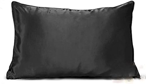 PPSilk 100% Mulberry Charmeuse Silk Pillowcase with Hidden Zipper 19MM Hypoallergenic for Wrinkles, Double-Sided Silk,King Size 20" x 36",1pc,Black,(Gift Wrap)