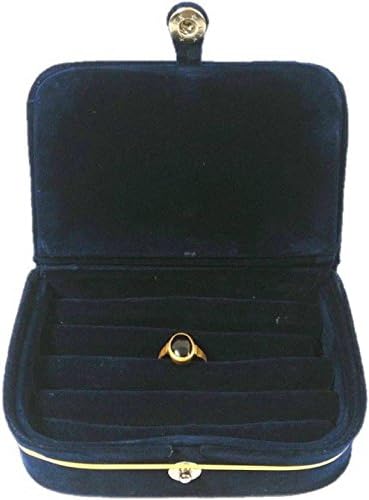 Addyz Navy Blue Ring Box Jewellery Vanity Case