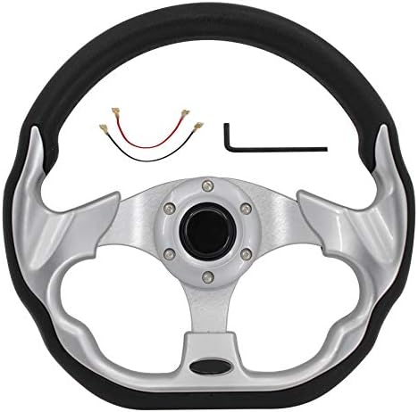 Podoy Universal Golf Cart Steering Wheel for Compatible with EZGO Yamaha Club Car Club Car DS and Precedent 12.5 inch Silver Podoy Universal Golf Cart Steering Wheel for Compatible with EZGO Yamaha Club Car Club Car DS and Precedent 12.5 inch Silver