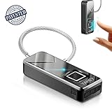 SZHSR Lock-New Generation Portable Fingerprint Padlock Travel Security 360 ° Touch 1 Second Unlock,More Sensitive Waterproof, Suitcases,Handbags,School Bags,Cabinets(Black)