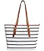 Beach Bag, Coofit Stripes Summer Purse Tote Shoulder bag Womens Handbag PU Leather Purse with Sea Anchor Pendant , Large