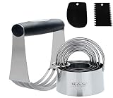 K&S Artisan Pastry Cutter Set Professional QUALITY Dough Blender + 5 Round Biscuit Cutter set with Handle Cookie Cutters Circle Heavy Duty Baking Dough Tools & Pastry Utensils in a Gift Box