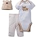 Gerber Unisex-Baby Newborn 3 Piece Bodysuit Cap and Pant Set, Brown Bear, 3-6 Months