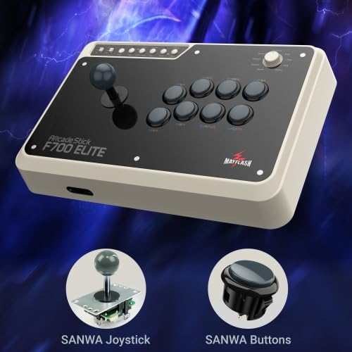 MAYFLASH Arcade Stick F700 Elite with Sanwa buttons and joystick for PS5, PS4, Switch/Switch 2, Windows, Apple, Android and more. Fighting Stick Support Wireless Bluetooth, 2.4G and Wired Connection
