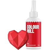 Colour Mill Chocolate Drip, 125 Grams Red | Easy-Melt Drizzle for Desserts