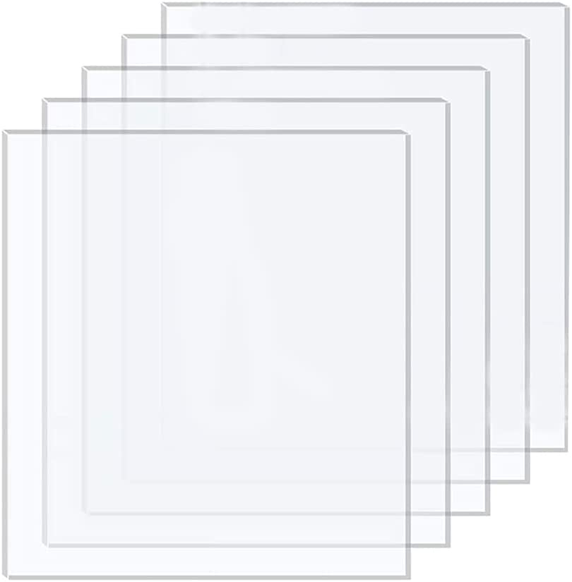 DARENYI 5 Pcs Acrylic Sheet Clear Plastic Sheet 2mm Transparent Acrylic for Drawing, Printing, Craft DIY, Picture Frame etc(25 x 20cm)