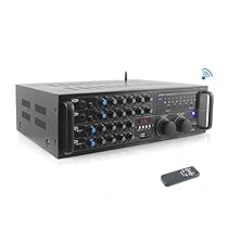 Pyle PMXAKB2000 - 2000 Watt DJ Karaoke Mixer and Amplifier with Built-in Bluetooth - 2 Microphone Inputs with Effects and EQ
