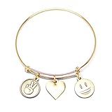 Emoji Charm Bracelet (Peace. Love. Happiness. - Antique Gold)