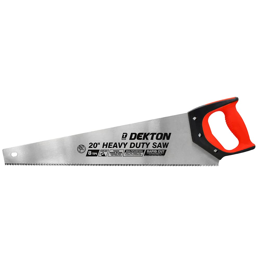 Dekton 20" Saw-sure Grip Comfort Handle| Thick Rigid Blade Minimises 'whip' And Vibration| Ideal For Timber, PVC, Plastic, Plasterboard| Rapid Cut, Triple Ground Hard Point Teeth Ideal For Faster Cuts
