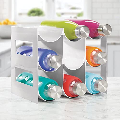 mDesign Plastic Water Bottle Organization/Wine Rack Storage Organizer for Kitchen Countertops