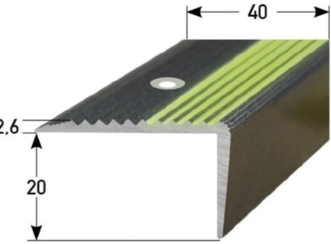 3.28 ft Stair nosing profile / step nosing edge (1.06 x 2.28'') aluminium, anodised, drilled, metal, color: green by AUER stair nosing