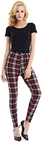 Desility 2017 women Vintage pants Plaid Printed Brushed fitness Leggings Khaki plaid