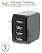 FosPower Bolt [UL Certified] 4 Port Dual USB 17W 5V/6.8A Foldable Travel Wall Charger with WizCharge for iPhone 7 Plus, Galaxy S7 Edge, Note 5, LG G5, HTC 10, Moto G4 Plus, Google Pixel XL - Black
