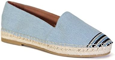 BambooShoes Women's Maldives Comfort Casual Espadrille Loafers Shoe Canvas Slip-On Flats (9, Blue Denim)