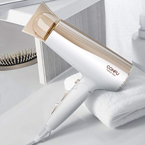 Professional Negative Ionic Hair Dryer, CONFU 1875W Folding Ceramic Tourmaline Low Noise Lightweight Blow Dryer for Pregnancy Kids, Quiet Fast Drying Hairdryer with Concentrator for Home - Thumbnail 5