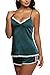 Ekouaer Sleepwear Womens Sexy Pajamas Set Silk Lingerie 2 Piece Satin Cami Shorts Set PJS Wife Gift Green Mudiem