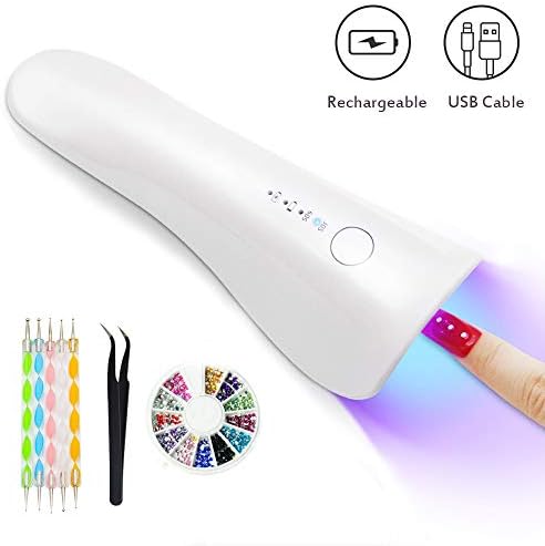 Rechargeable LED UV Nail Lamp Portable Cordless Nail Dryer Mini Nail Curing Lamp with Timer for Fingernail & Toenail Gel Nails Polish with Nail Art Set Decoration Kit