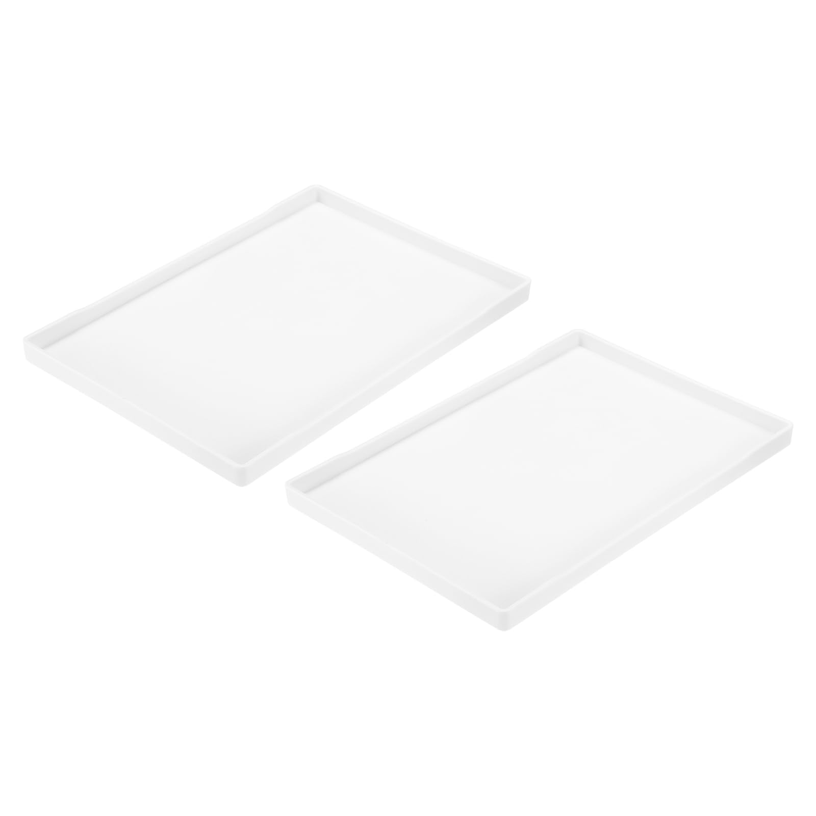 uxcell 2Pcs Serving Tray Small White Mini Tray 9" x 13" Plastic Rectangular Wooden Serving Trays Decorative Ottoman Platter for Breakfast Kitchen Bathroom