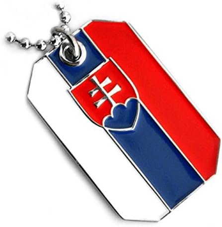 SLOVAKIA FLAG LORRAINE CROSS COAT OF ARMS PENDANT DOG TAG NECKLACE NICKLE FREE