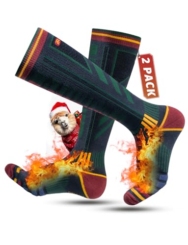 Rahhint Skisocken aus Merinowolle Thermosocken Wintersocken Warme Dicke Kniestrümpfe Kompressions Snowboardsocken, Kniehohe,für Herren und Damen, Größe 35-51，2 Paar thumbnail 1