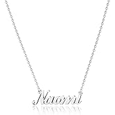 Hidepoo Naomi Necklace - 18K Gold Plated Name Necklace for Women - Silver Name Necklaces