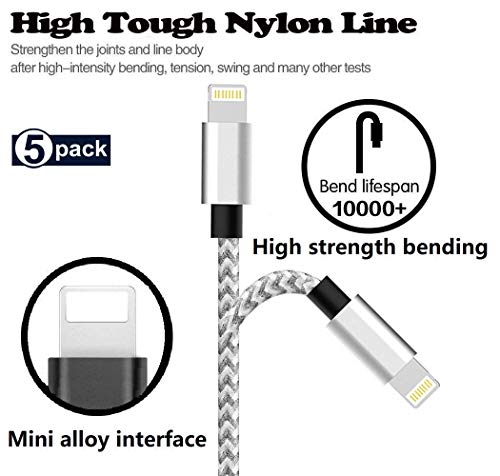 image for Kraiovim MFi Certified iPhone Charger Cable 6 Pack [3/3/3/6/6/10FT] Ex