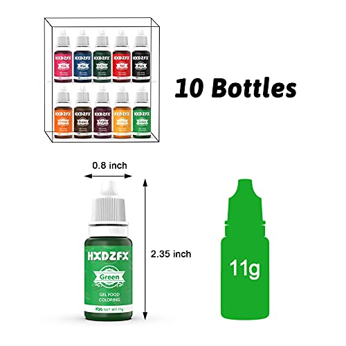 Gel Food Coloring 10 Colors Set, Tasteless Gel Food Coloring for Cake