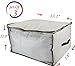 (Set of 3) Breathable Canvas Storage Box, Blanket Storage Bag, Organizer Box with Zipper and 2 Handles, See-Through Front Window, Size: 13.7’’ x 11.8’’ x 7.8’’