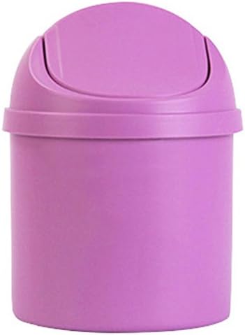 Ocaler Mini Small Waste Bin Desktop Garbage Basket Table Home Roll Swing Lid Trash Can (purple)