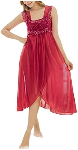 Lolidolls QM2069 Women's Flyaway Lace Trim Nightgown XS-S Sleepwear Slip Wine