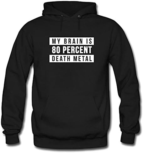 Theens My Brain Is 80 Death Metal Men's Fleece Hoodie Sweatshirt Size L Black
