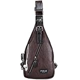 VICUNA POLO Sling Backpack Men Leather Chest Bag Crossbody Shoulder Bag For Men (brown)
