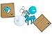 Pom Keychain. Give the Gift of Good Luck. Furball Keychain with Rhinestone, Teal Blue Unicorn.