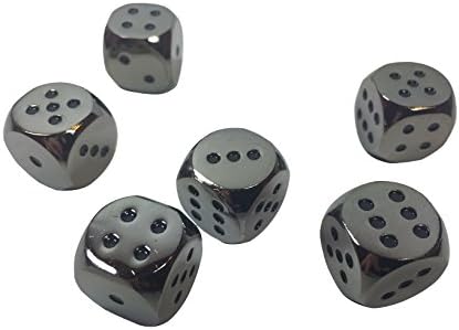 Poker Weight Set of 6 Solid Zinc Alloy Metal Dice (16mm) D6