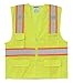 SHORFUNE High Visibility Mesh Safety Vest with 10 Pockets, Mic Tabs, Zipper and Reflective Strips, Reflective Construction Vest for Men and Women, ANSI/ISEA Standards, Yellow, XL