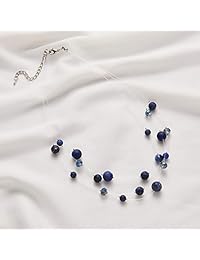 Pearl&Club - Collar de cristal para mujer, gargantilla con cadena de plata gruesa, regalo de cumpleaños para mujer