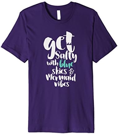 Mens Get Salty With Blue Skies & Mermaid Vibes Beach T-Shirt 3XL Purple