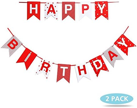 Birthday Decorations Party Supplies,Happy Birthday Banner with Colorful Letter for Girls Boys Kids by Cooque (Banners -red small)